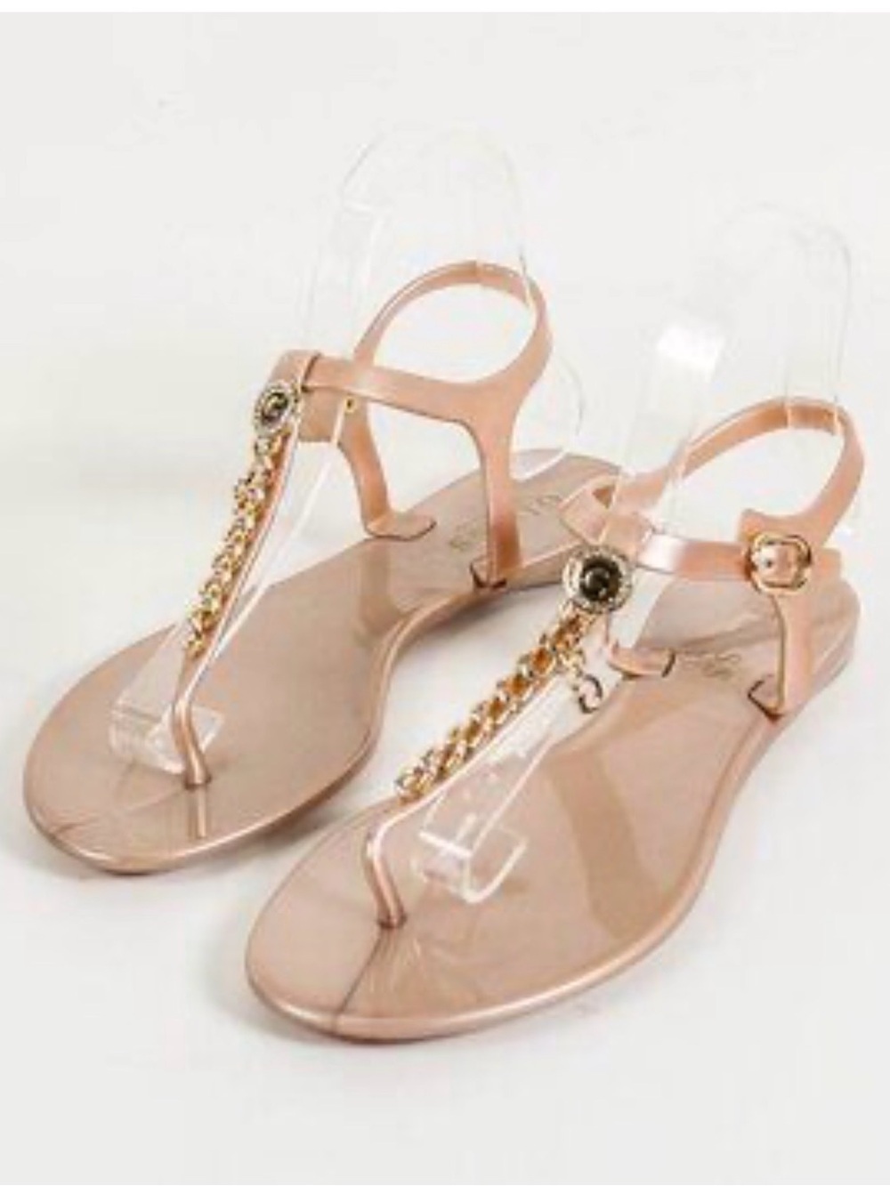 Guess Addison Jelly Sandals light pink rhinestone embellished 'G' logos Size 7